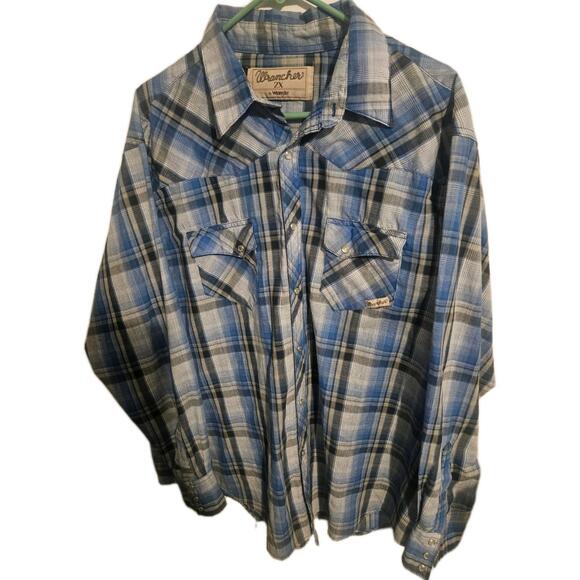 Vtg  1960s 2xl Wrancher byWrangler Men’s Pearl Snap Button Down Plaid Shirt - Picture 1 of 4